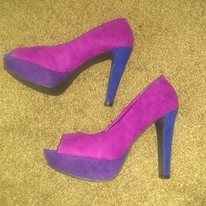 NEW Candies Suede 5" Open Toe Pumps, Multicolor